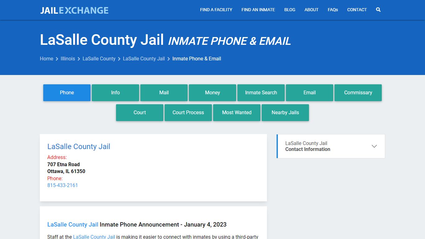 Inmate Phone - LaSalle County Jail, IL - Jail Exchange